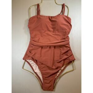 NWT Cupshe Brown Ruched One Piece Bathing Suit Size Medium
